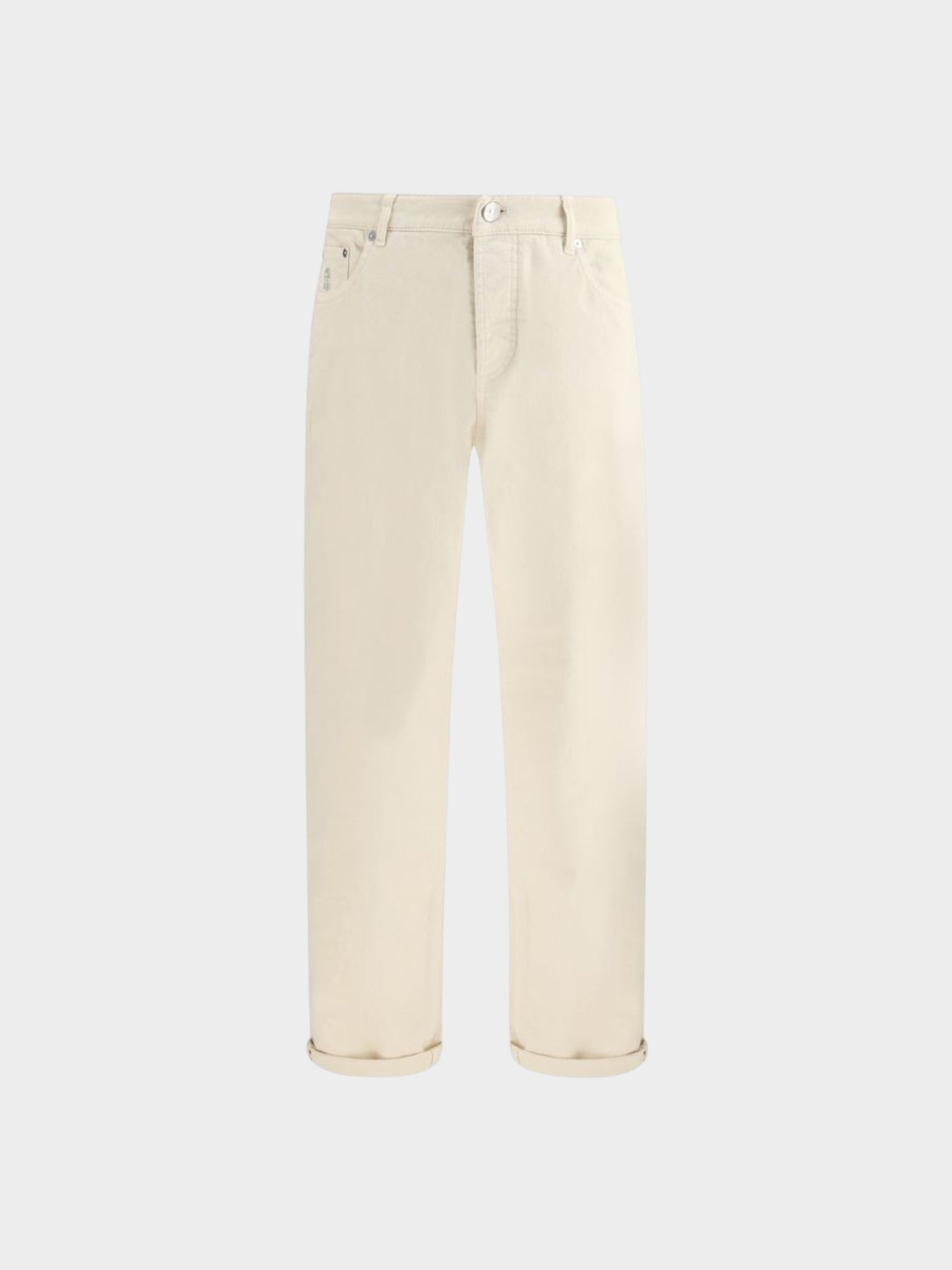 Brunello Cucinelli White Cotton High-Waisted Jean