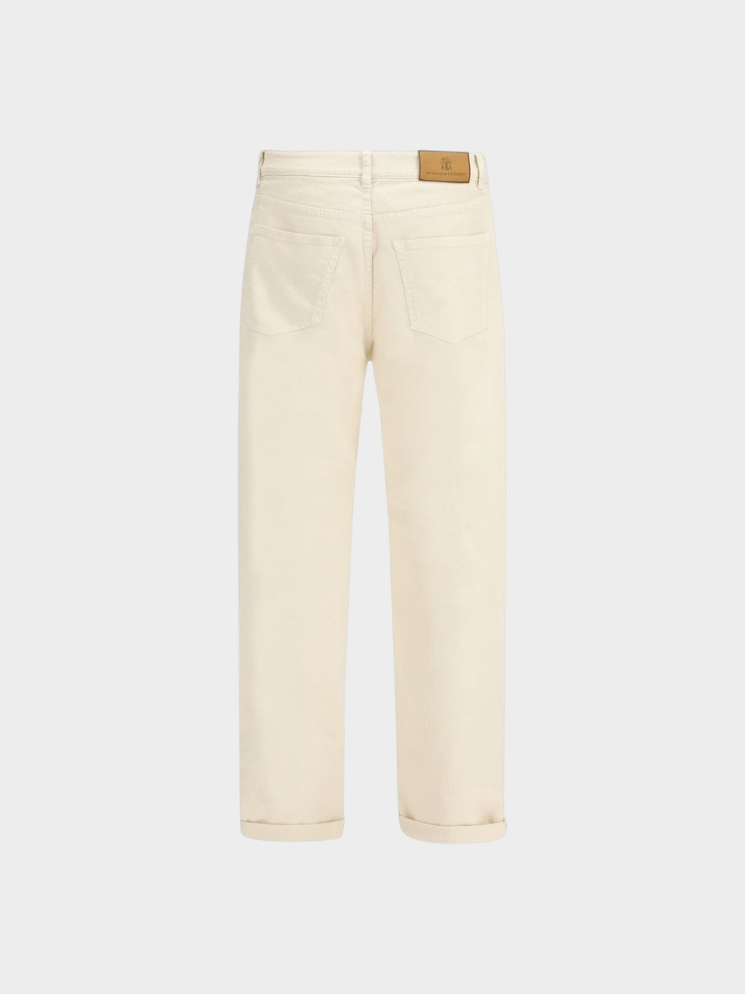 Brunello Cucinelli White Cotton High-Waisted Jean-thumbmail-2