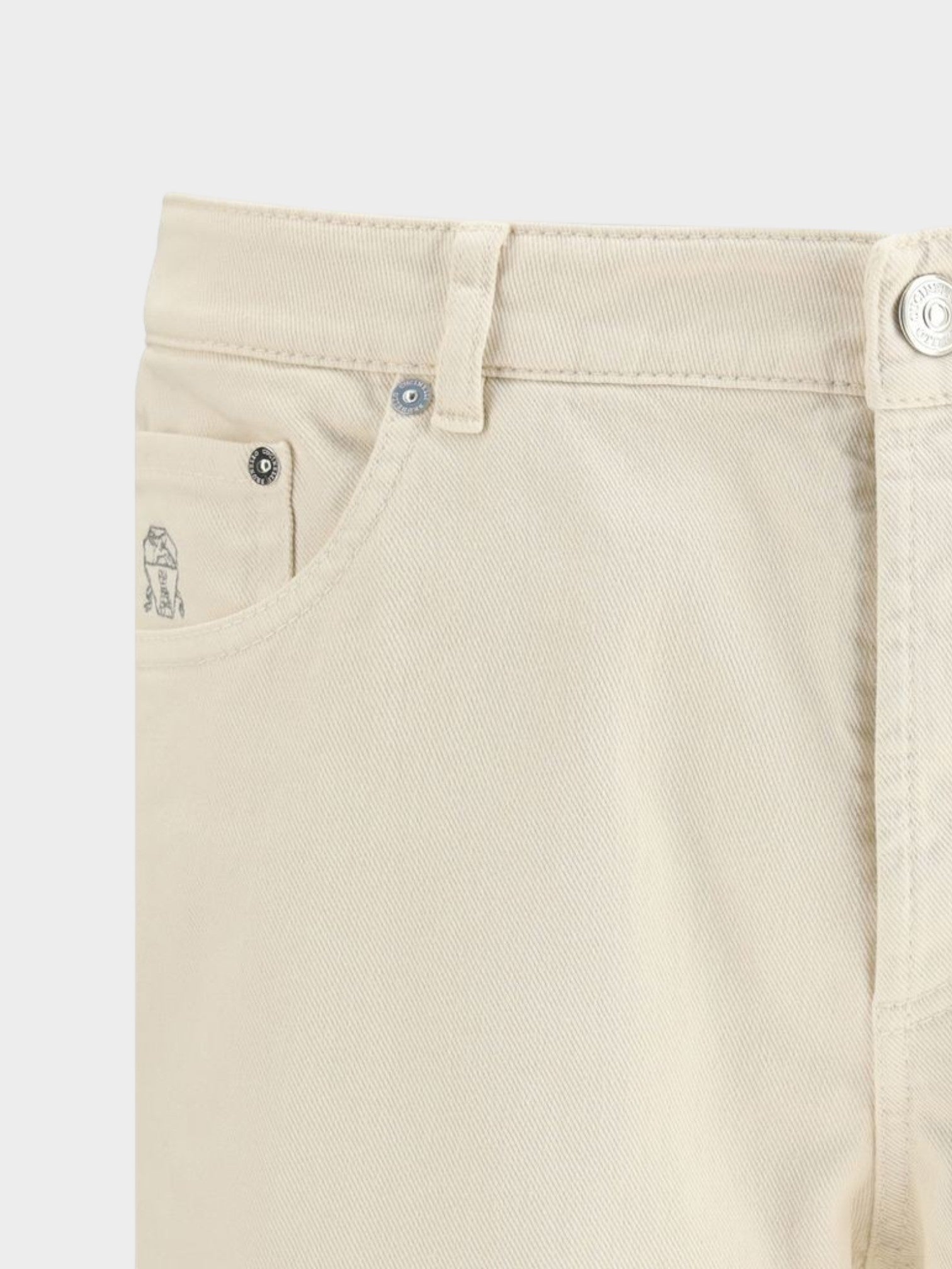 Brunello Cucinelli White Cotton High-Waisted Jean-thumbmail-3