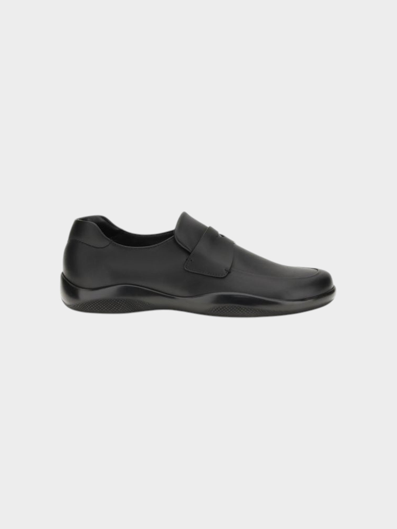 Prada Black Calf Leather Bos Taurus Slip-On Loafers
