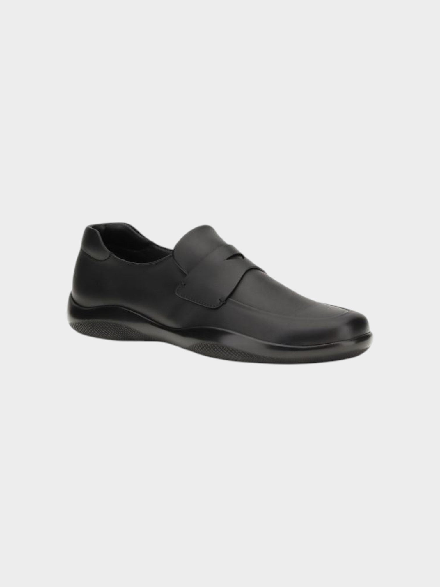Prada Black Calf Leather Bos Taurus Slip-On Loafers-thumbmail-2