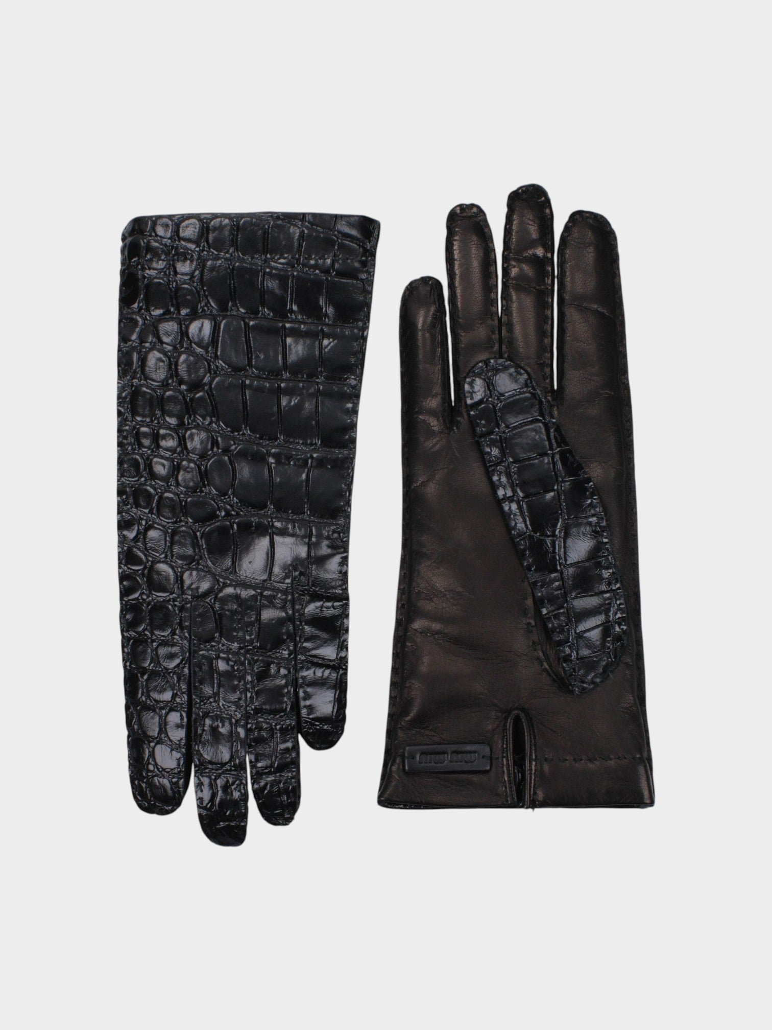 Miu Miu Black Leather Gloves