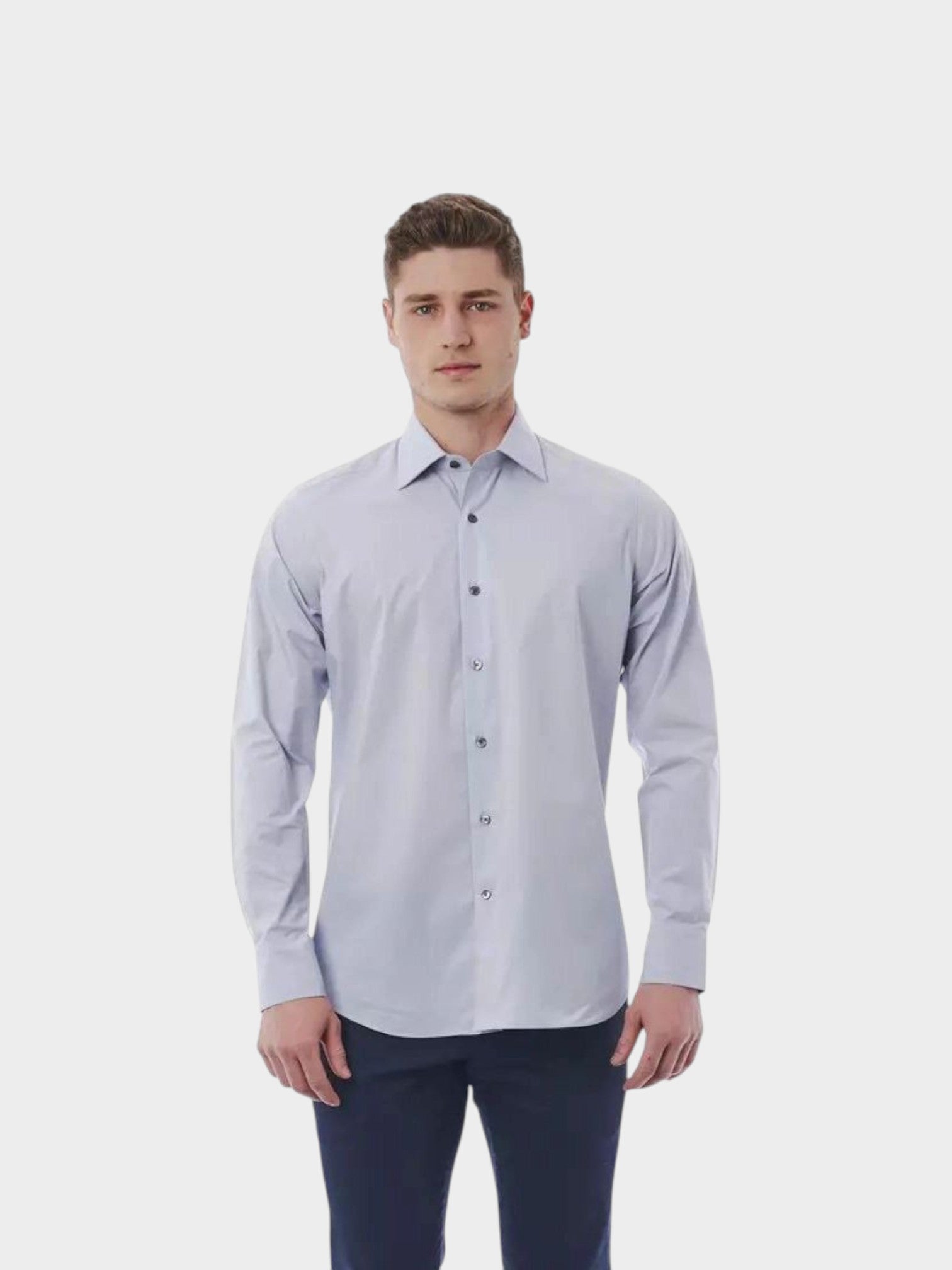 Bagutta Gray Cotton Dress Shirt